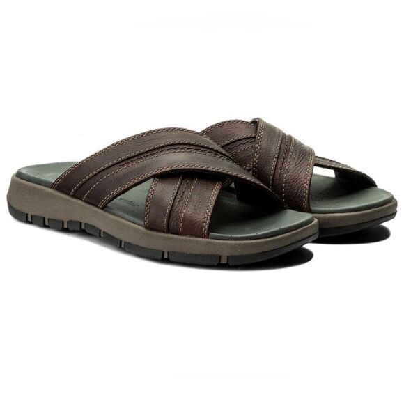 Clarks Brixby Cross Dark Brown Leather Sandals main image 8